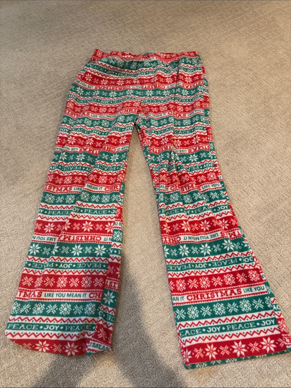 Wide Leg Holiday Lounge Pants - Red & Green